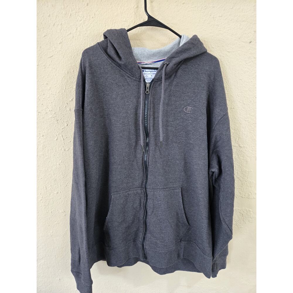 Vintage Champion Full Zip Hoodie, Fleece Lined, Grey, Size 2X - Picture 1 of 11